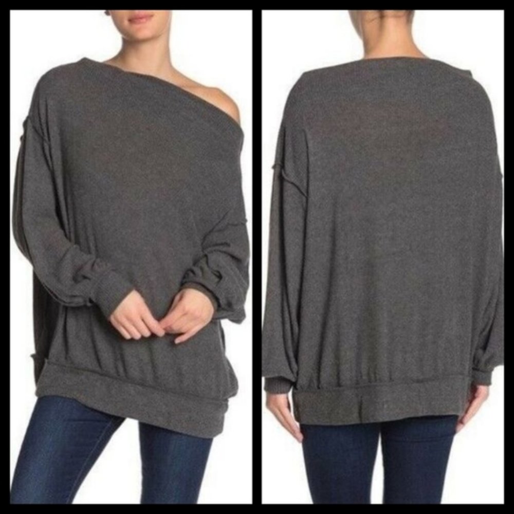 Free People Gray Main Squeeze Hacci Shirt Medium - Picture 3 of 8